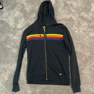 Aviator Nation 5 Stripe Hoodie in Charcoal